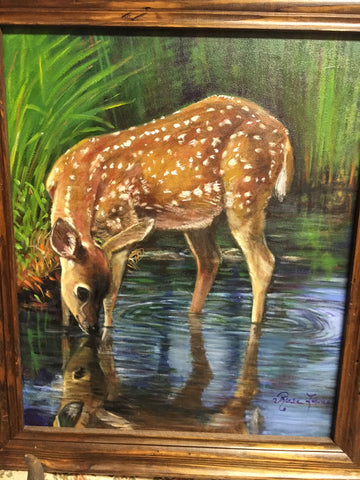 Fawn at Dawn - Painting by Rose Lane Leavell